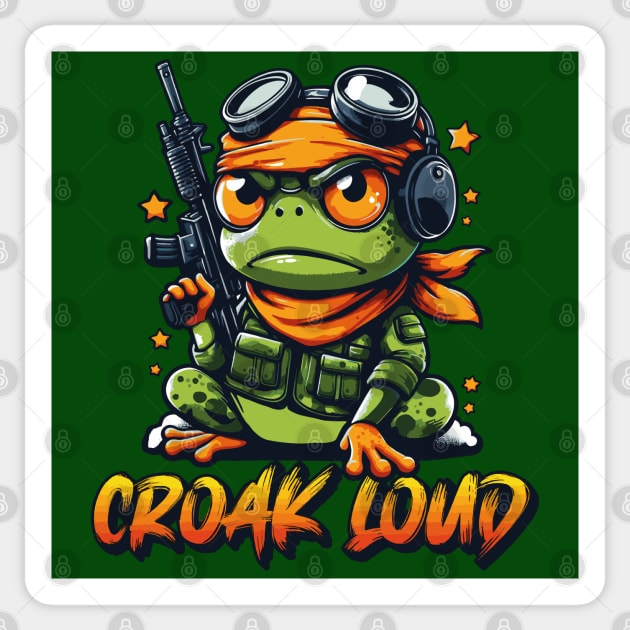 Croak Loud: Angry Frog T-Shirt for the Bold Sticker by chems eddine